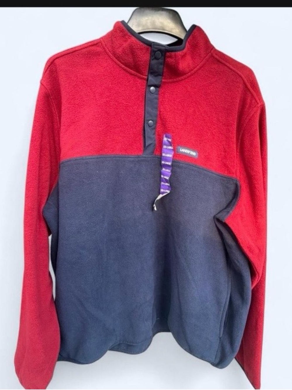 NWT Lands' End Men's Red & Navy Half-Snap Fleece Pullover size xxl